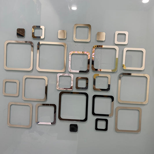 Acrylic Square Rings Mirror Wall Stickers