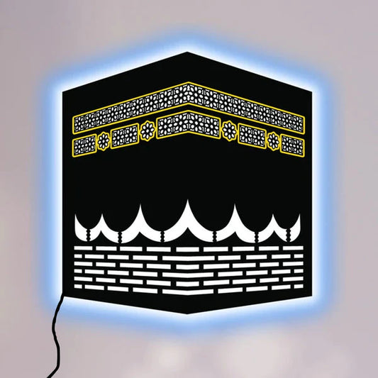 LED Wall Art Inspired by the Kaaba – Elegant Islamic Home Decoration (12x12 inches)