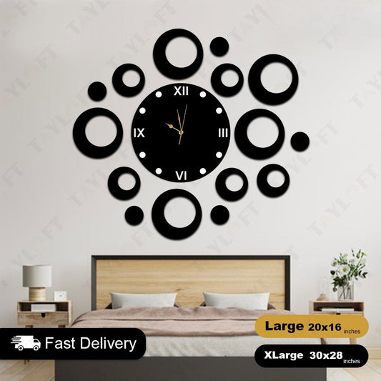 Circle Shaped Wooden Clock For Wall Decor