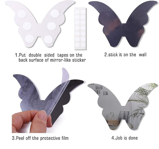 Acrylic Mirror Butterfly Wall Decals
