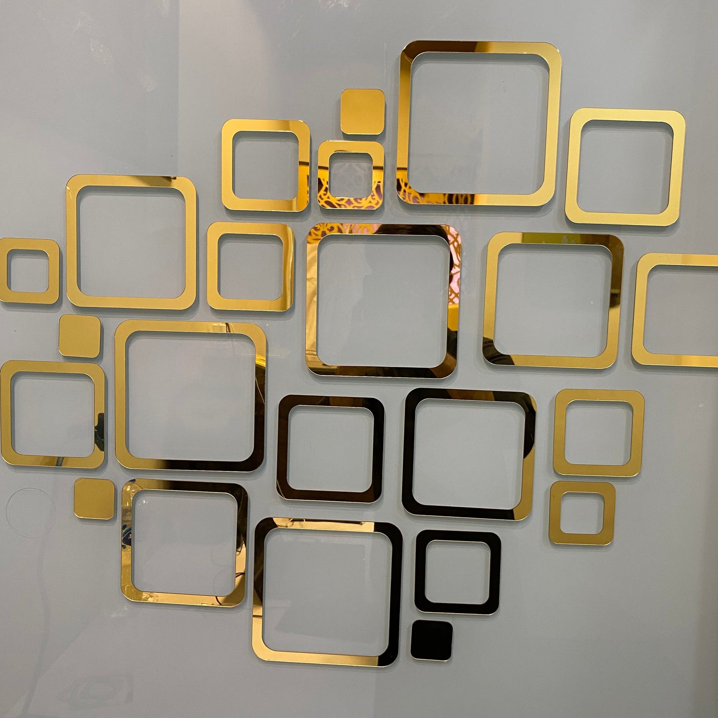 Acrylic Square Rings Mirror Wall Stickers