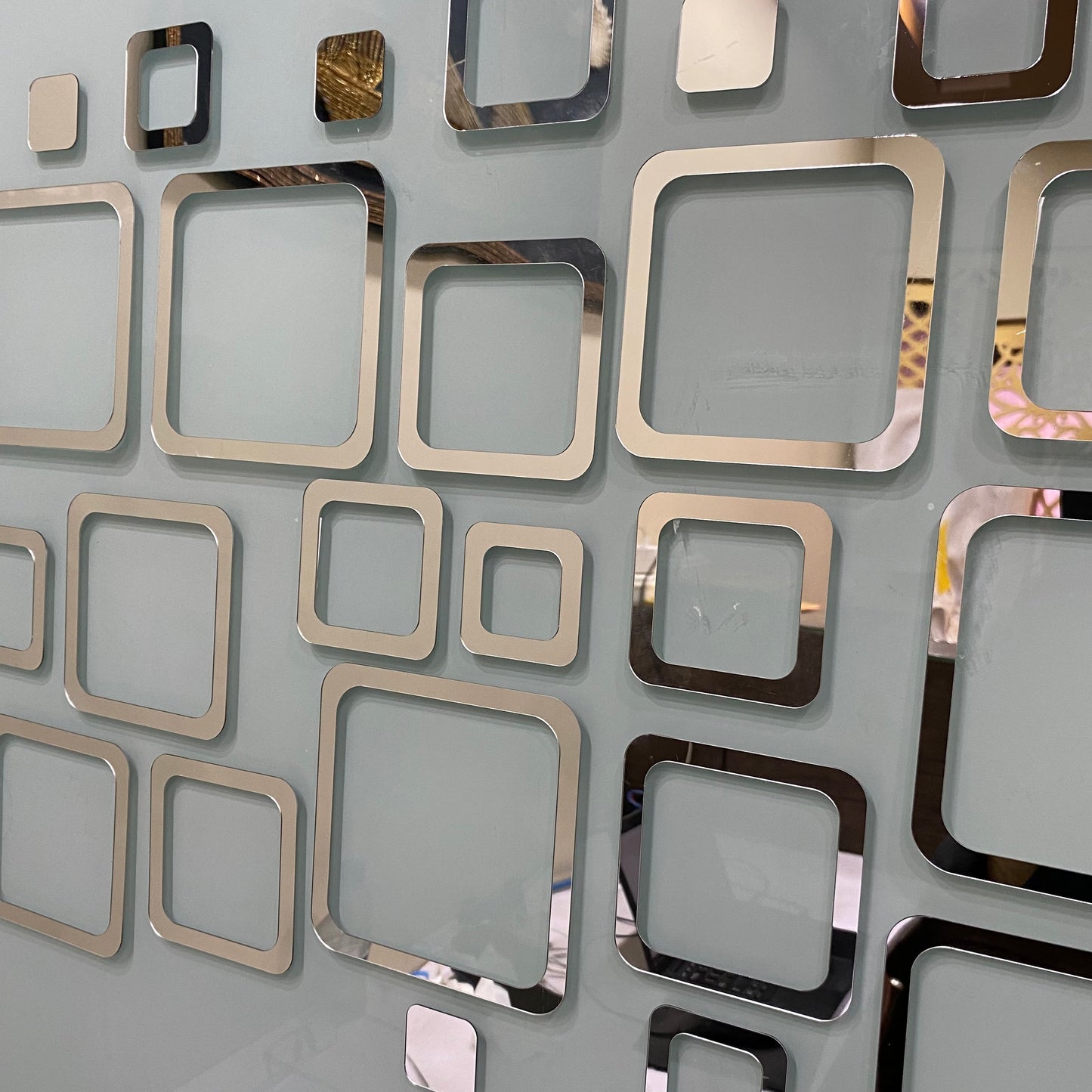 Acrylic Square Rings Mirror Wall Stickers