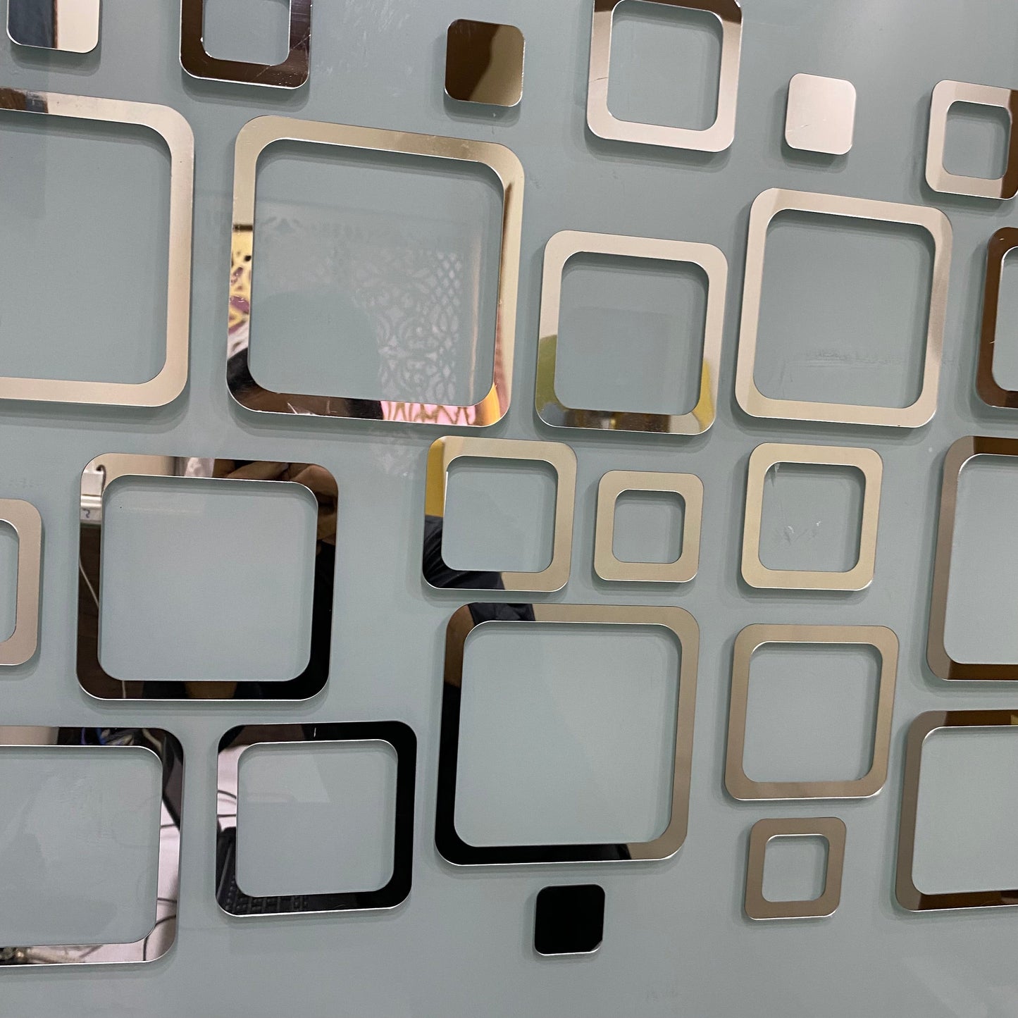 Acrylic Square Rings Mirror Wall Stickers