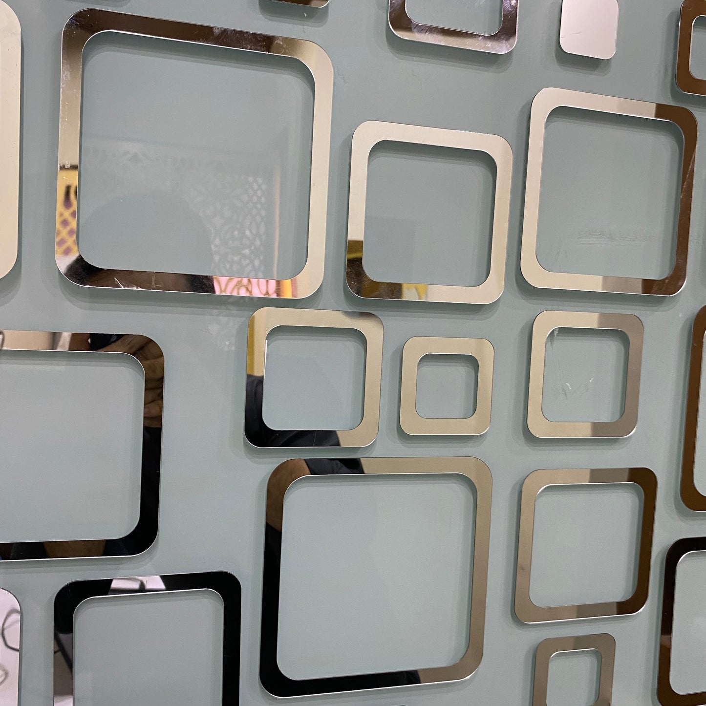 Acrylic Square Rings Mirror Wall Stickers