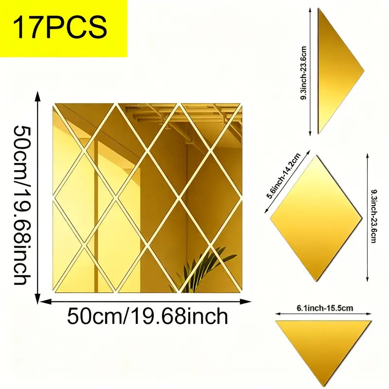 3D Ploygon Acrylic Mirror Wall Sticker